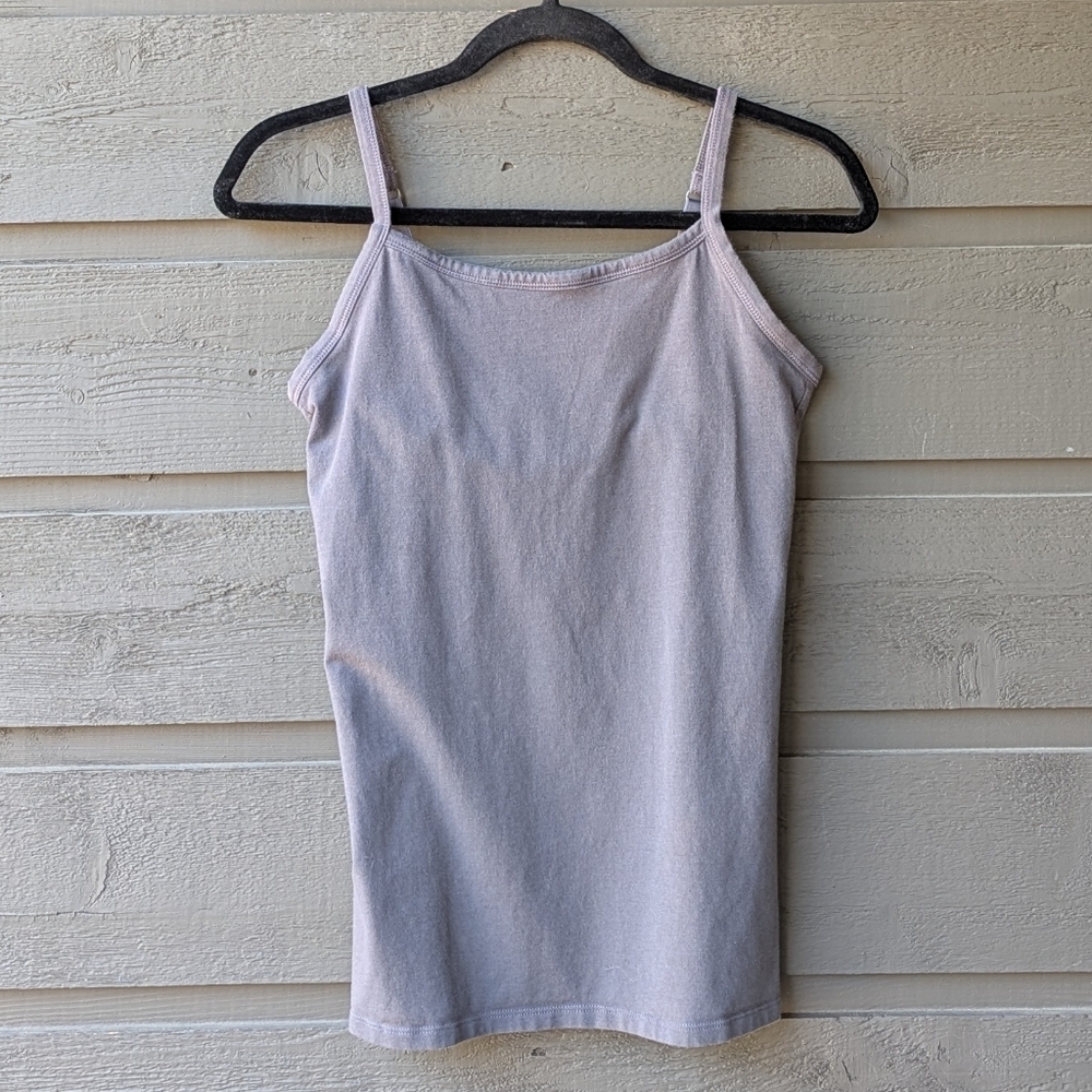Duluth Gray Shelf Bra Camisole Tank Top Adjustable Straps Stretch Cotton Small
